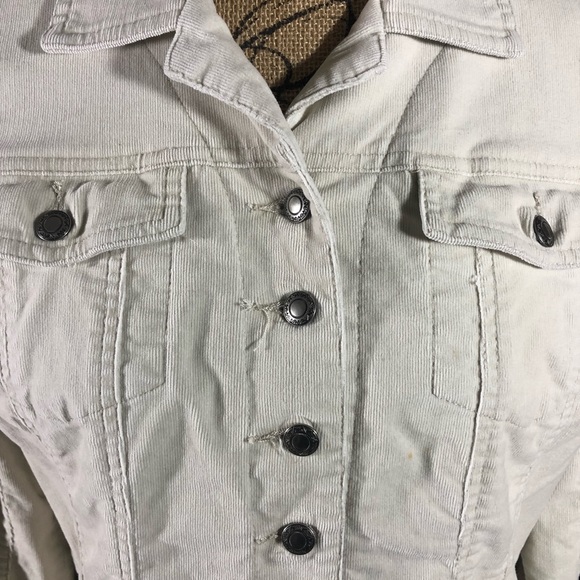 Chicos White Corduroy Jacket Size 1/Medium - Picture 3 of 8